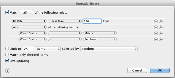 How to replace low bit rate tracks with higher quality tracks from iTunes Match